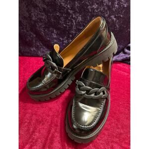 Sopends Women’s Black Chain Chunky Loafer Shoes (Sz 8-81/2) Penny Loafer Casual